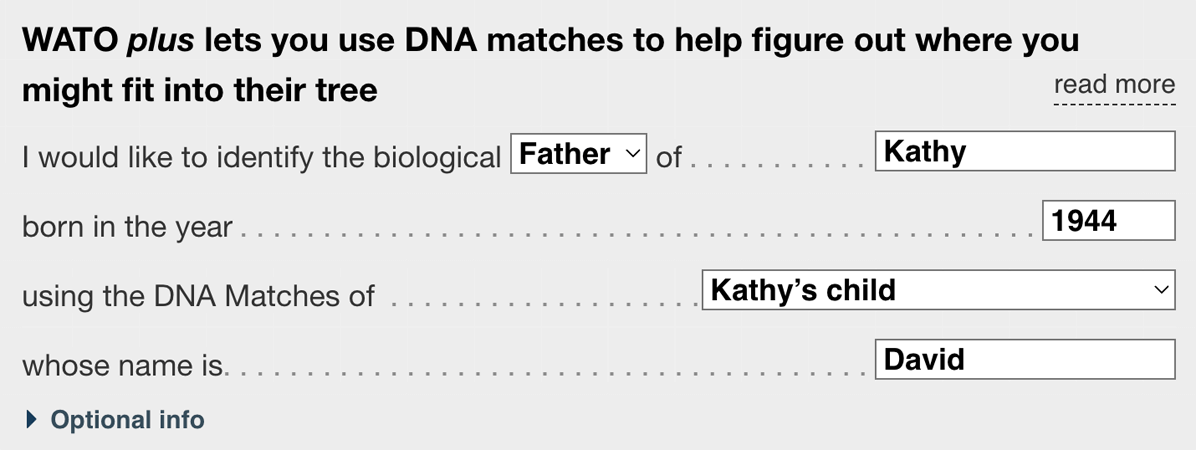 Screenshot of the filled-in research question form